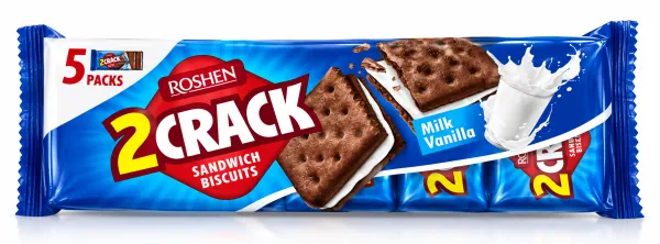 Թխվածքաբլիթ Roshen 2 Crack կաթնային 190 Gram