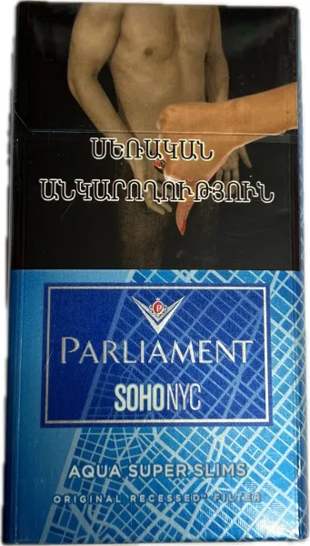 Ծխախոտ «Պարլամենտ» Սոհո Աքուա, սուպեր սլիմս