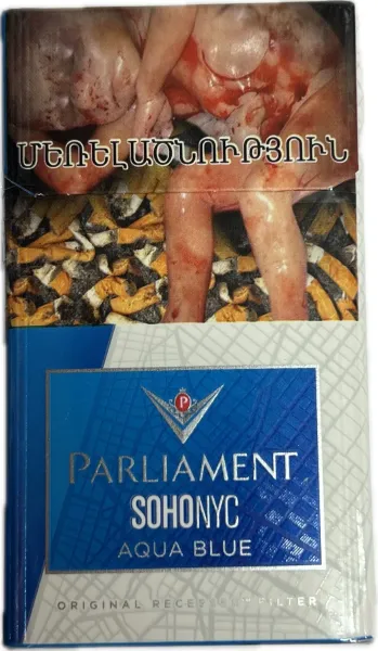 Ծխախոտ «Պարլամենտ» Սոհո Աքուա, կապույտ