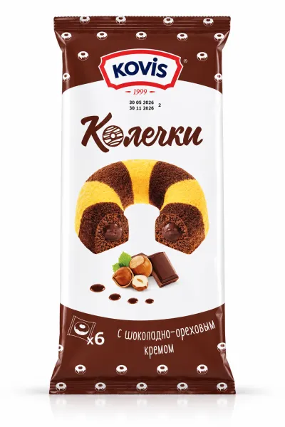 Կեքս «Կովիս» օղակներ, շոկոլադ+պնդուկ 240 Gram