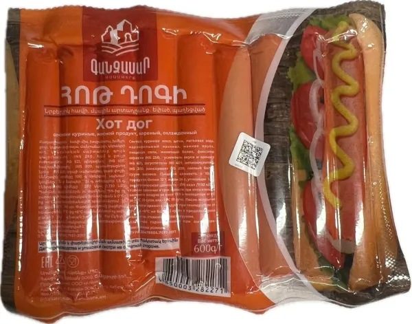 Նրբերշիկ հոթ-դոգի «Գանձասար» հավի, 18հատ 600 Գրամ